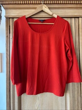 EILEEN FISHER Bright Orange Scoop Neck Tee